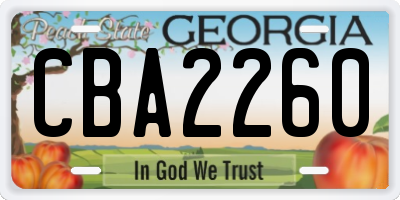 GA license plate CBA2260