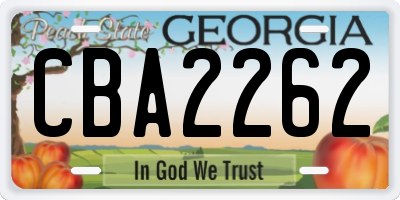 GA license plate CBA2262