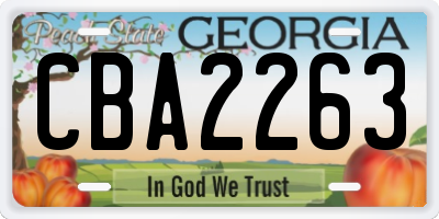 GA license plate CBA2263