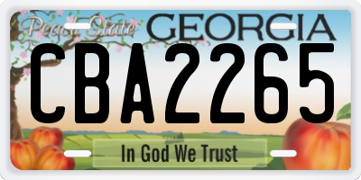 GA license plate CBA2265