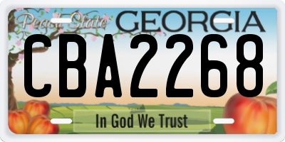 GA license plate CBA2268