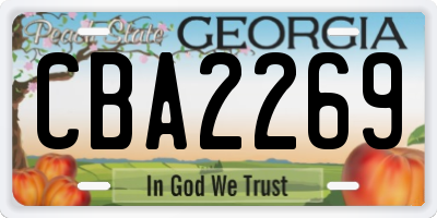 GA license plate CBA2269