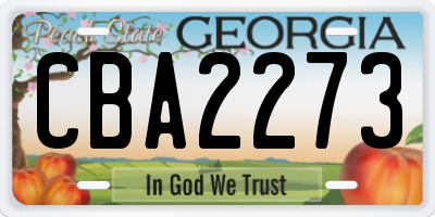 GA license plate CBA2273