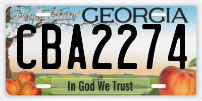 GA license plate CBA2274