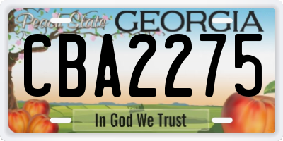 GA license plate CBA2275