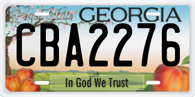 GA license plate CBA2276