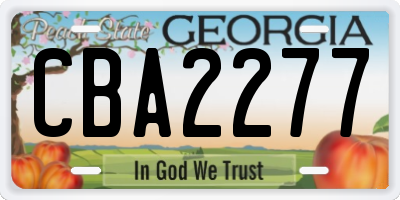 GA license plate CBA2277