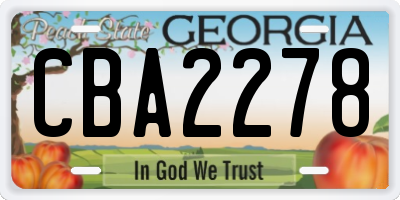 GA license plate CBA2278