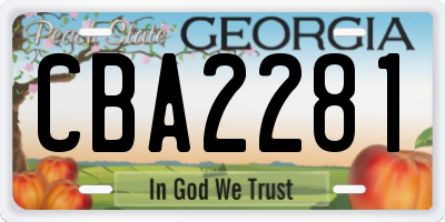 GA license plate CBA2281