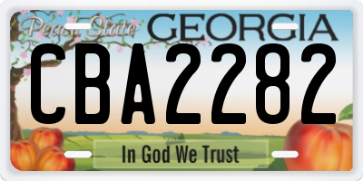 GA license plate CBA2282