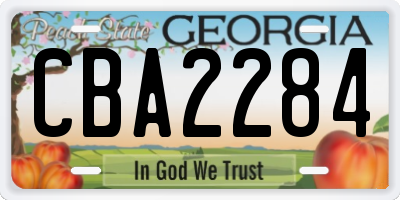 GA license plate CBA2284