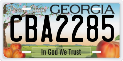 GA license plate CBA2285