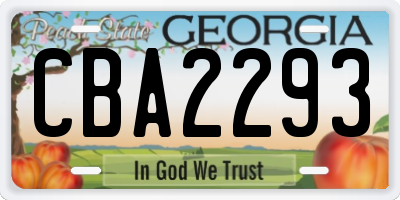 GA license plate CBA2293