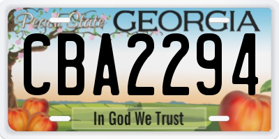 GA license plate CBA2294