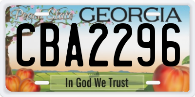 GA license plate CBA2296