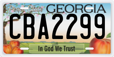 GA license plate CBA2299