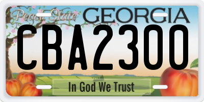 GA license plate CBA2300