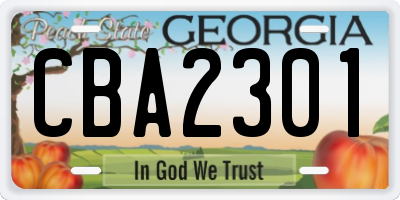 GA license plate CBA2301