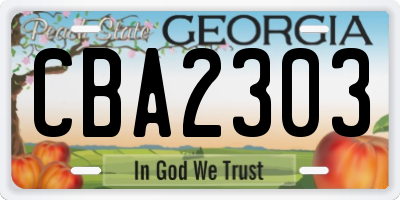 GA license plate CBA2303