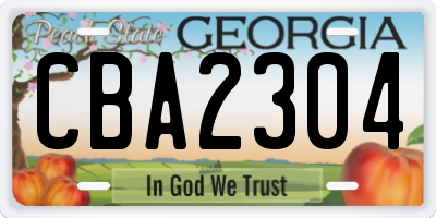 GA license plate CBA2304