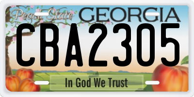 GA license plate CBA2305