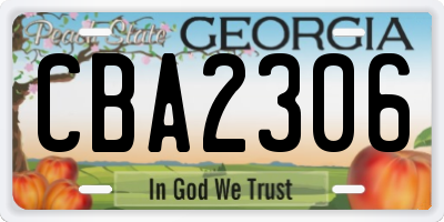 GA license plate CBA2306