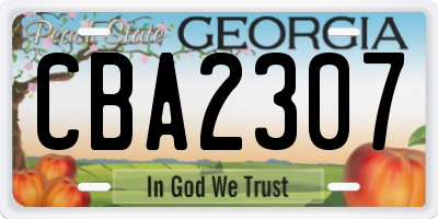 GA license plate CBA2307