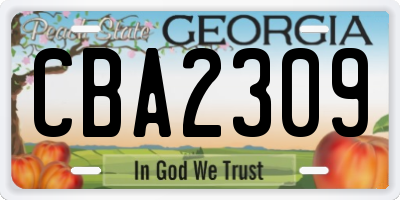 GA license plate CBA2309