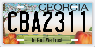 GA license plate CBA2311