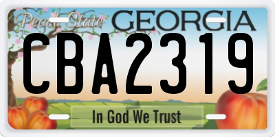 GA license plate CBA2319