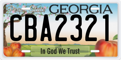 GA license plate CBA2321