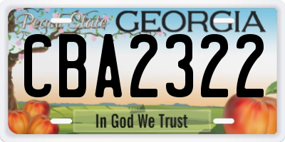 GA license plate CBA2322