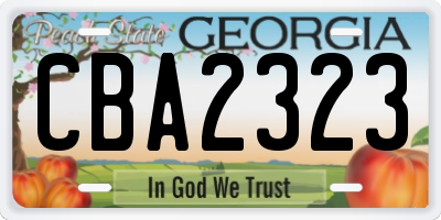 GA license plate CBA2323