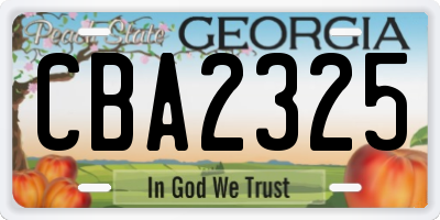 GA license plate CBA2325