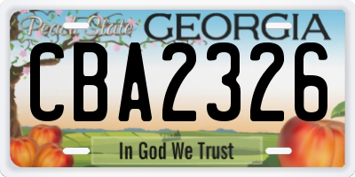 GA license plate CBA2326