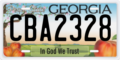 GA license plate CBA2328