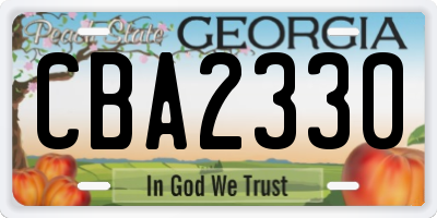 GA license plate CBA2330