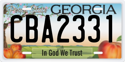 GA license plate CBA2331