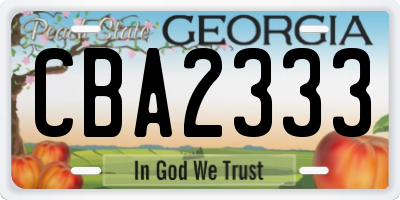 GA license plate CBA2333