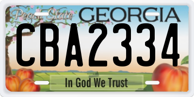 GA license plate CBA2334