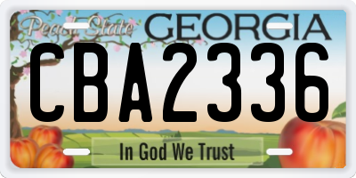 GA license plate CBA2336