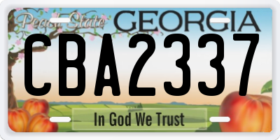 GA license plate CBA2337