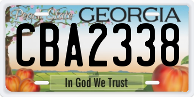 GA license plate CBA2338