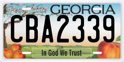 GA license plate CBA2339