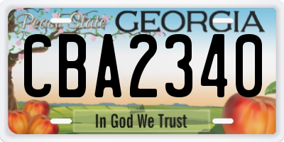 GA license plate CBA2340