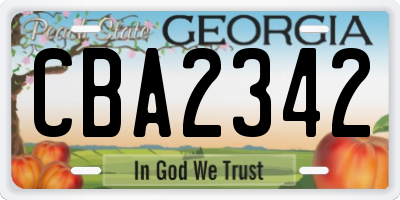 GA license plate CBA2342