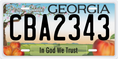 GA license plate CBA2343