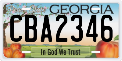 GA license plate CBA2346