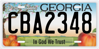 GA license plate CBA2348