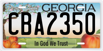 GA license plate CBA2350